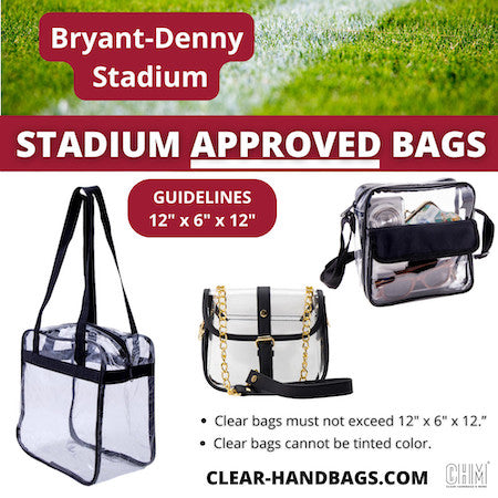 Deluxe Clear 12 x 12 x 6 Cross-Body Stadium Tote Bag with Zipper Closure  and Interior Pocket (CH-1212A) - Black Trim