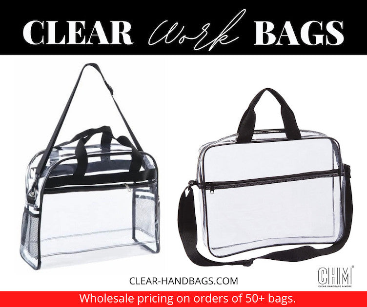 Medium Clear Tote Bag w/ Zipper Closure and Interior Pocket - PINK  (BG201-PINK)