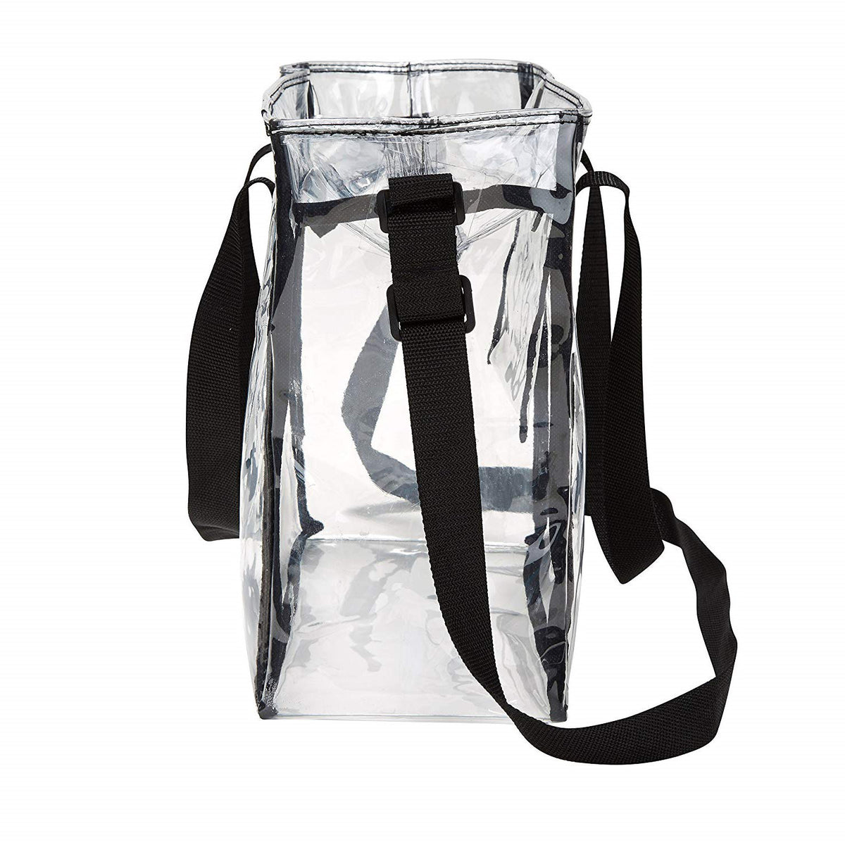 Bags for Less Large Clear Vinyl Tote Bags Shoulder Handbag (Black)