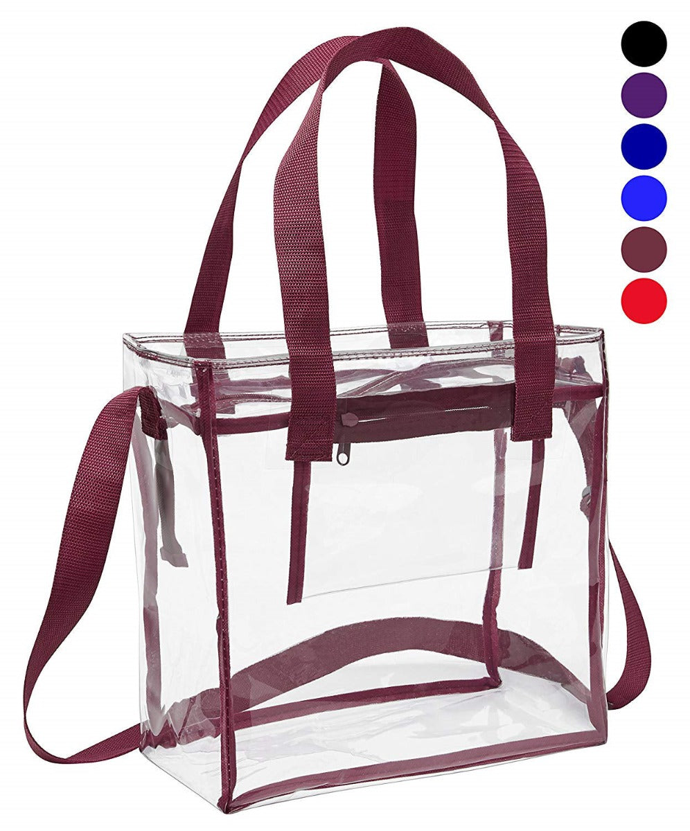 Stadium Approved Clear Plastic Tote Bags with Handles (12x12x6 in, 2 Pack)
