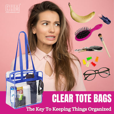 clear tote bags to stay organized