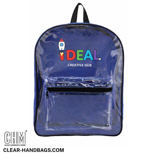 clear backpack with school logo