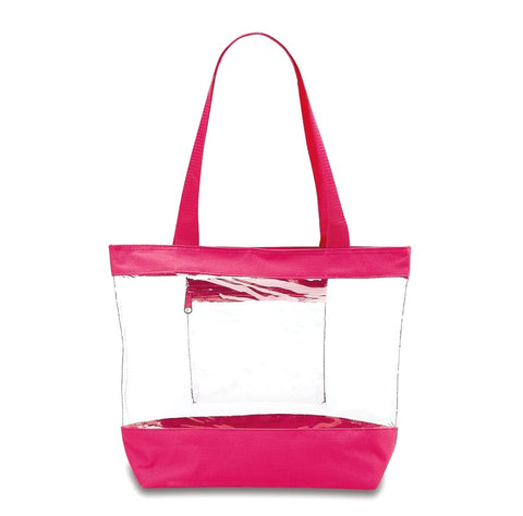 clear tote with pink trim