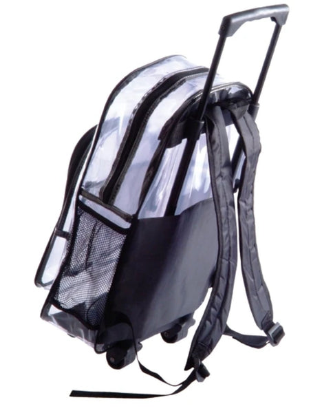 clear backpack on wheels