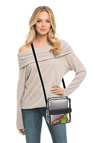 Clear Handbags Clear Crossbody Tablet Size Messenger Shoulder Bag with Adjustable Strap (Black), Adult Unisex, Size: 10, Red