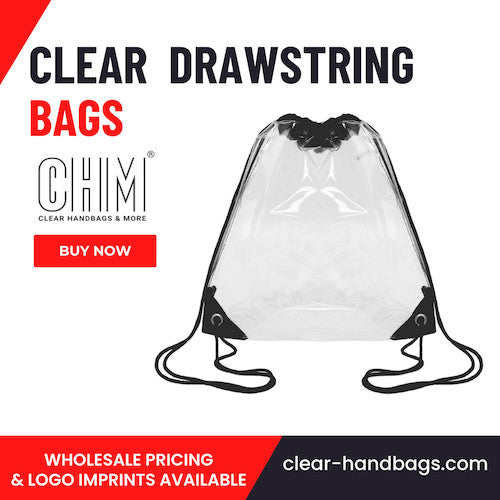 Clear Drawstring Waterproof Backpack Bags For Concert & Stadium Sporting Events Transparent Draw String Bags Travel Shoe Bags PACK OF 2