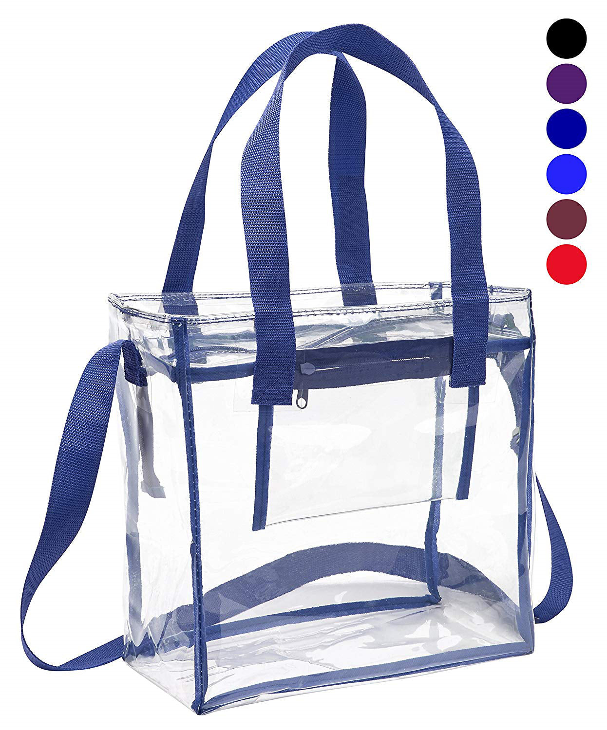 Deluxe Clear 12 x 12 x 6 Cross-Body Stadium Tote Bag with Zipper