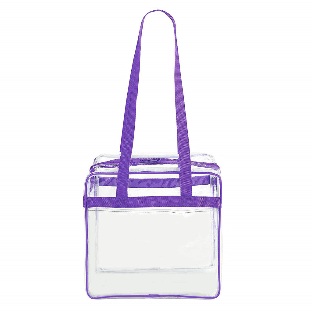 12 x 6 x 12 Medium Bridal Party Clear Vinyl Tote Bags with Pink