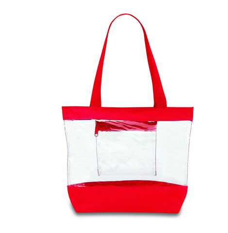 Clear Studded Rope Handle See Through Red Jelly Tote Hand Bag Transparent  Purse