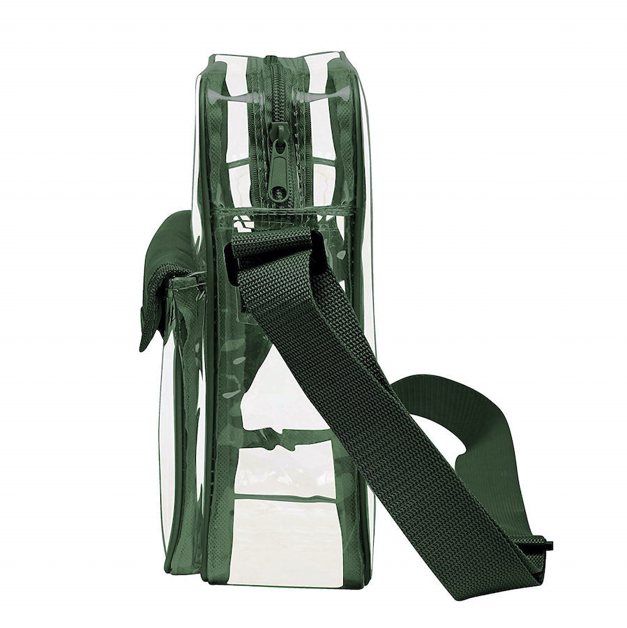 Tablet Size Clear Cross-Body Messenger Shoulder Bag - Green Trim – Clear-Handbag