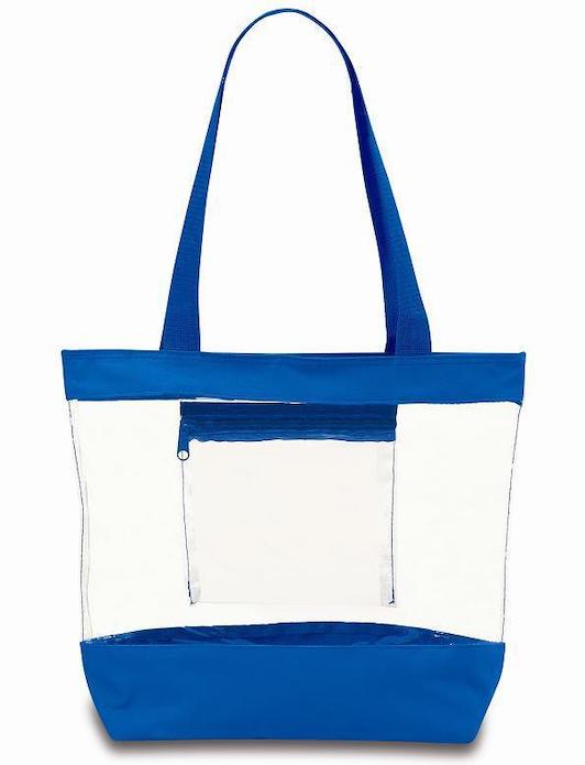 Clear Tote Bag with Interior Zipper Pocket - BLUE –