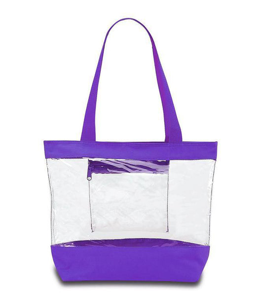 clear tote bags in bulk purple