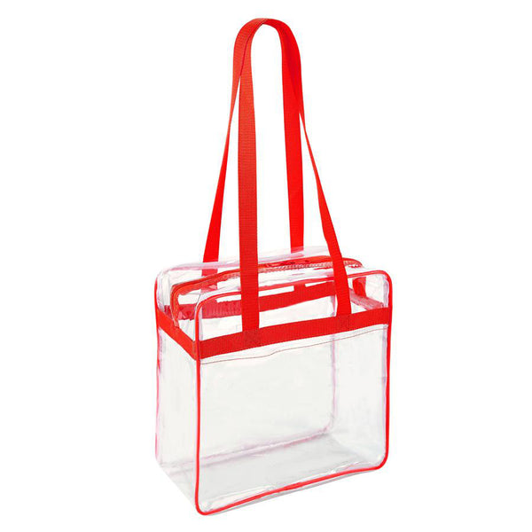 clear tote bags in bulk red