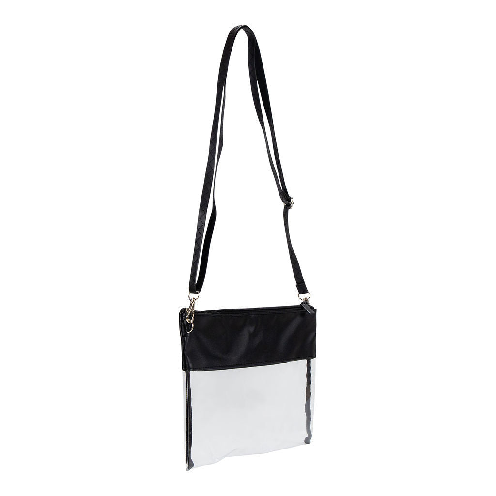 Crossbody Messenger Purse in Silver with White Stripes