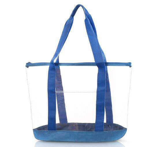 large clear tote bag blue