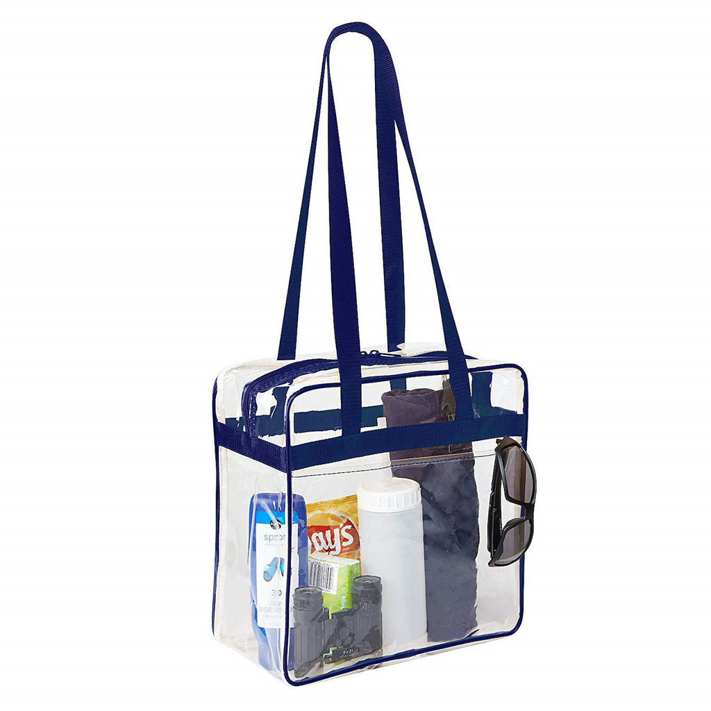 12 x 12 Clear Stadium Tote Bags with Colored Handles