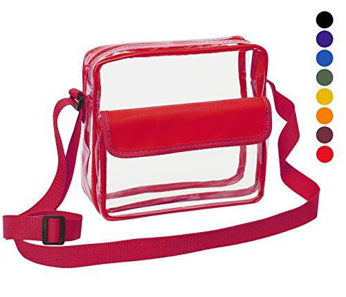 Medium Clear Cross-Body Messenger Shoulder Bag - Red Trim –
