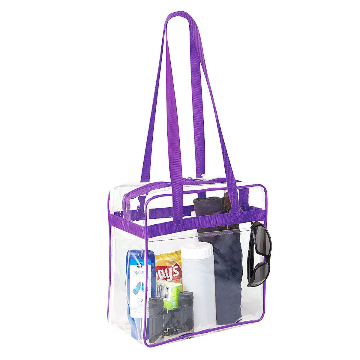 Clear 12 x 12 x 6 Tote Bag Purple